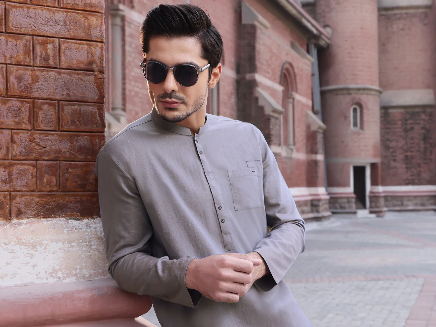 Grey Cotton Kurta - AL-K-887 - Image 3