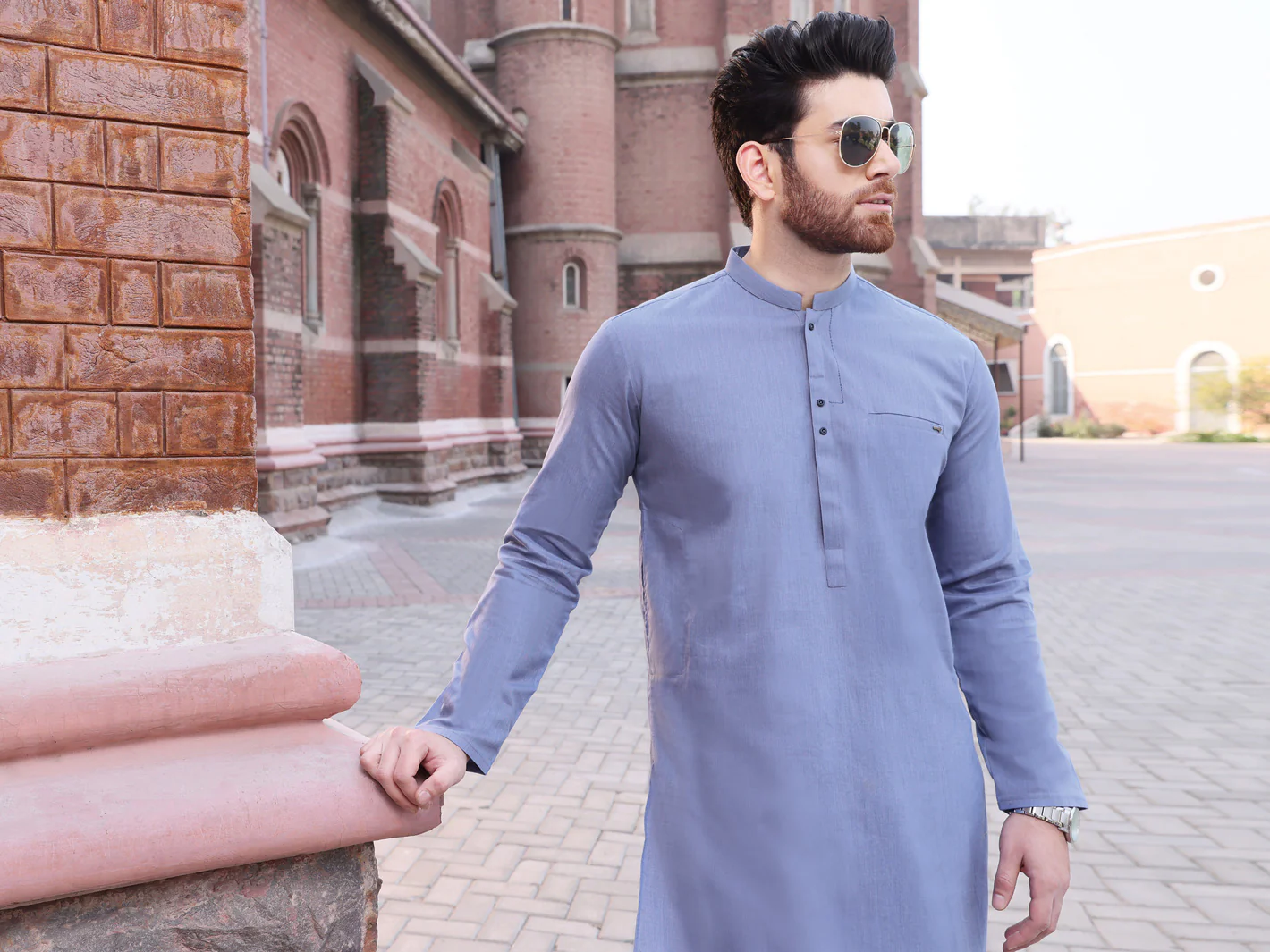 Blue Cotton Kurta - AL-K-889 - Image 3