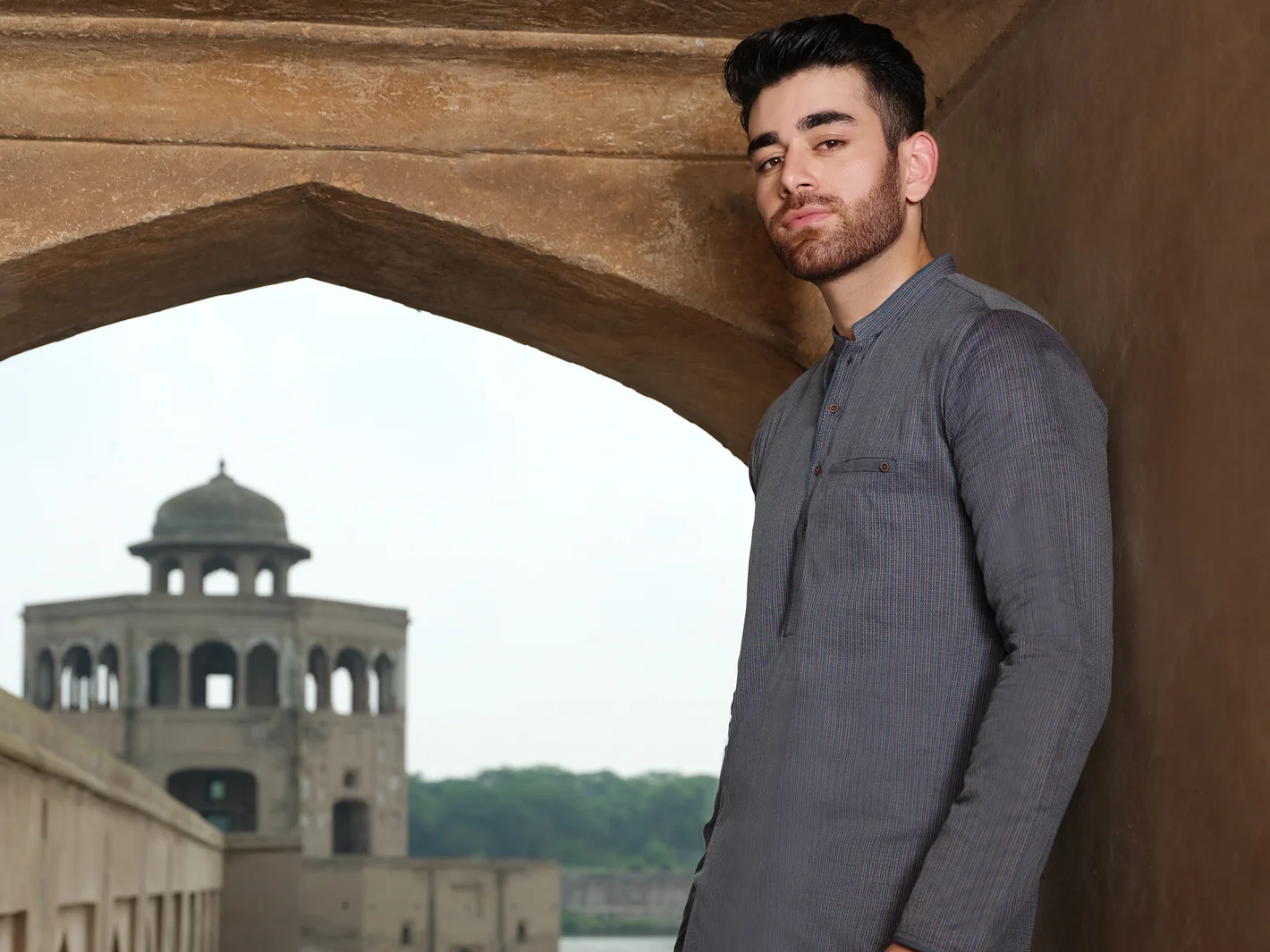 Blue Dobby Textured Kurta - AL-K-890 - Image 3
