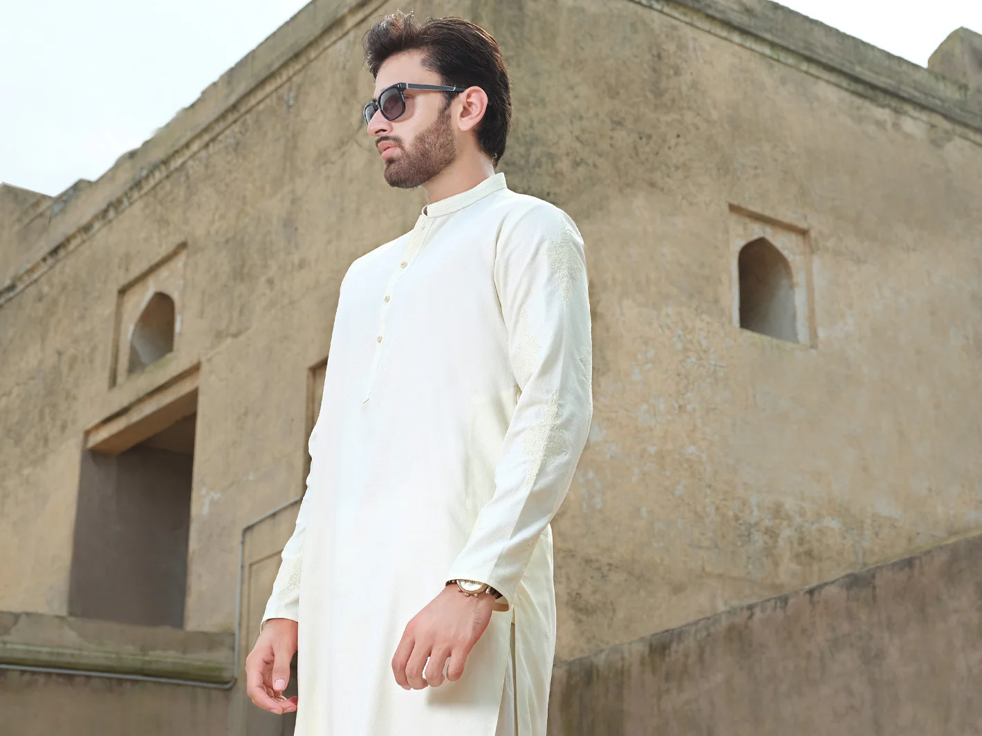 Off White Blended Kurta - AL-K-891 - Image 3