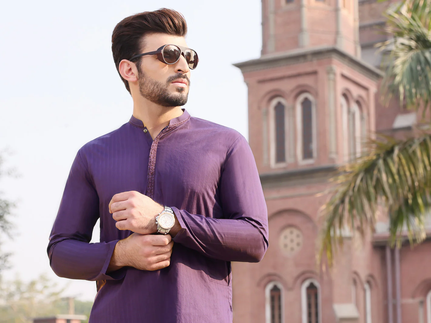 Dark Purple Cotton Kurta - AL-K-895 - Image 3