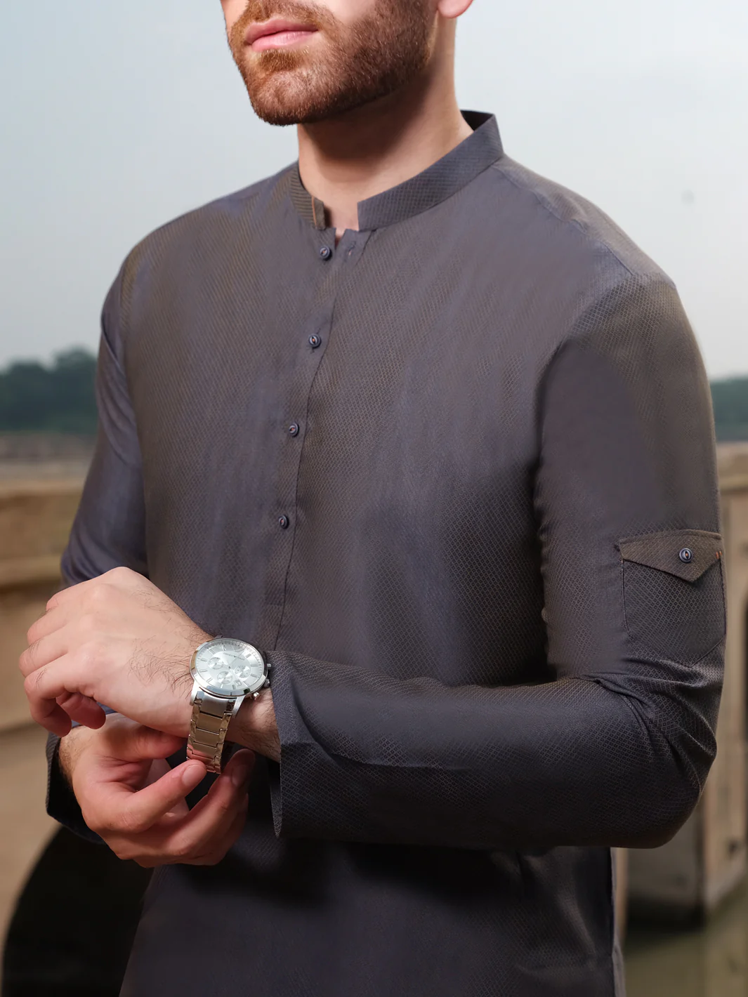 Blue Two-Tone Blended Kurta - AL-K-896 - Image 2