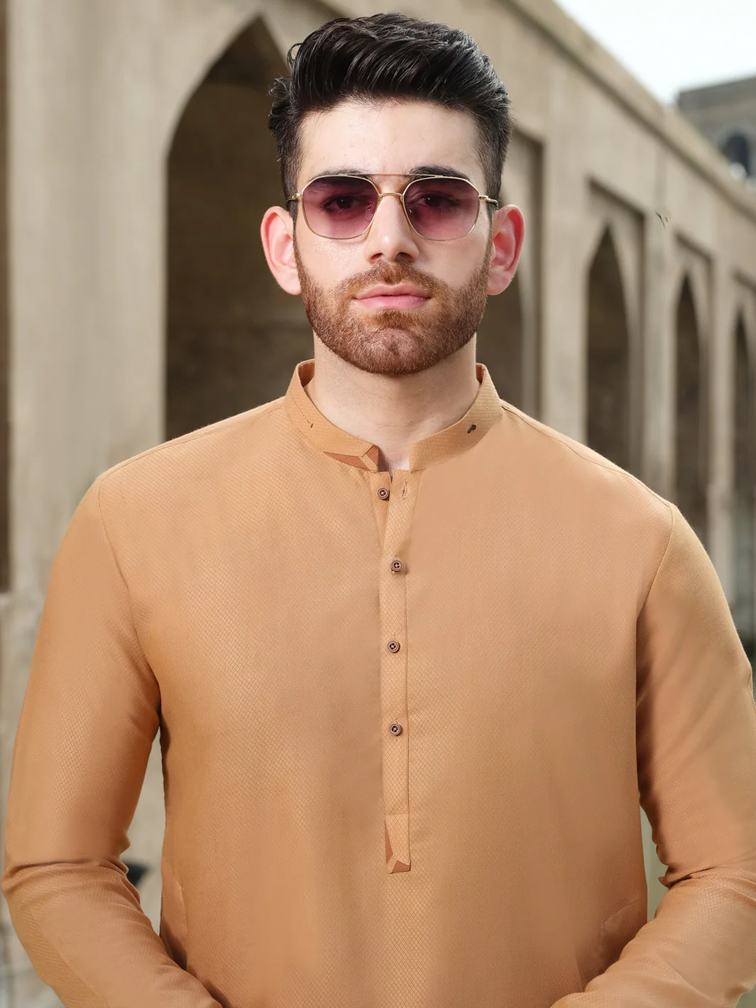 Beige Blended Kurta - AL-K-898 - Image 2