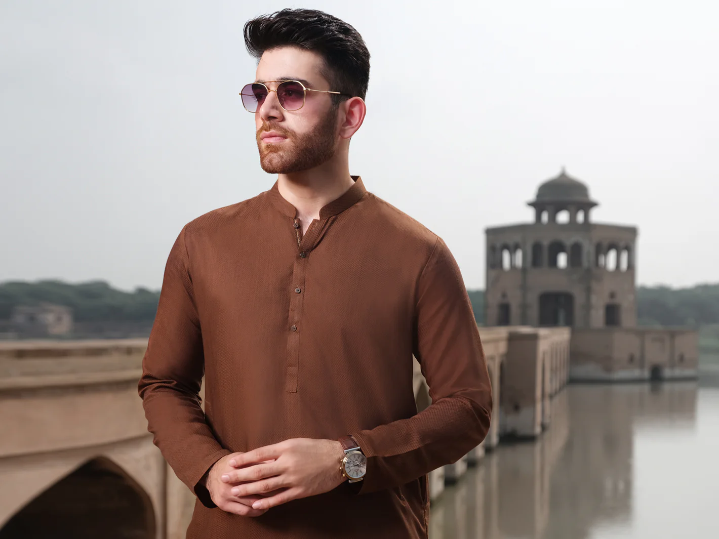 Brown Blended Kurta - AL-K-899 - Image 3