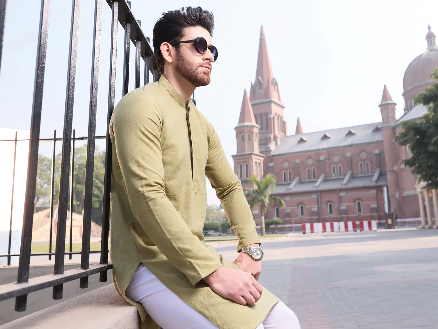 Green Cotton Kurta - AL-K-909 - Image 3