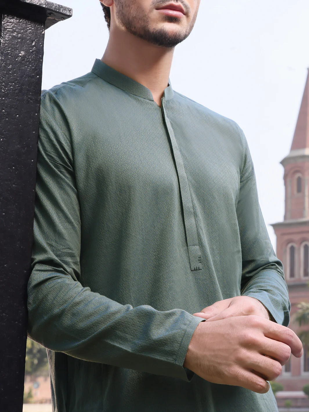 Green Cotton Kurta - AL-K-910 - Image 2