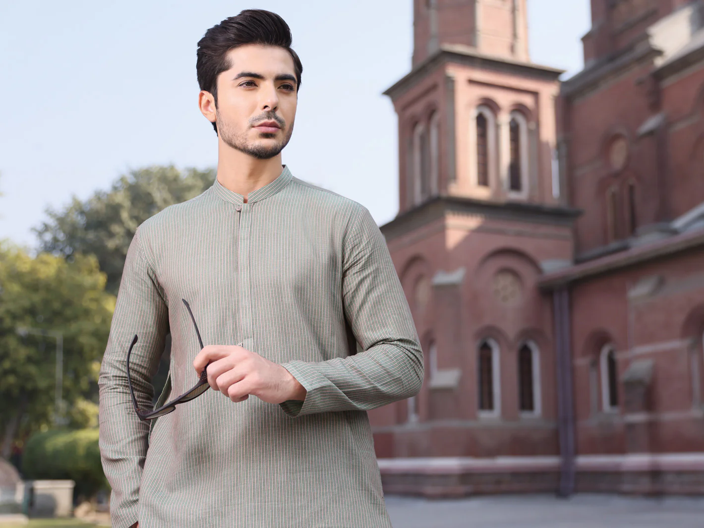 Green Cotton Kurta - AL-K-915 - Image 3