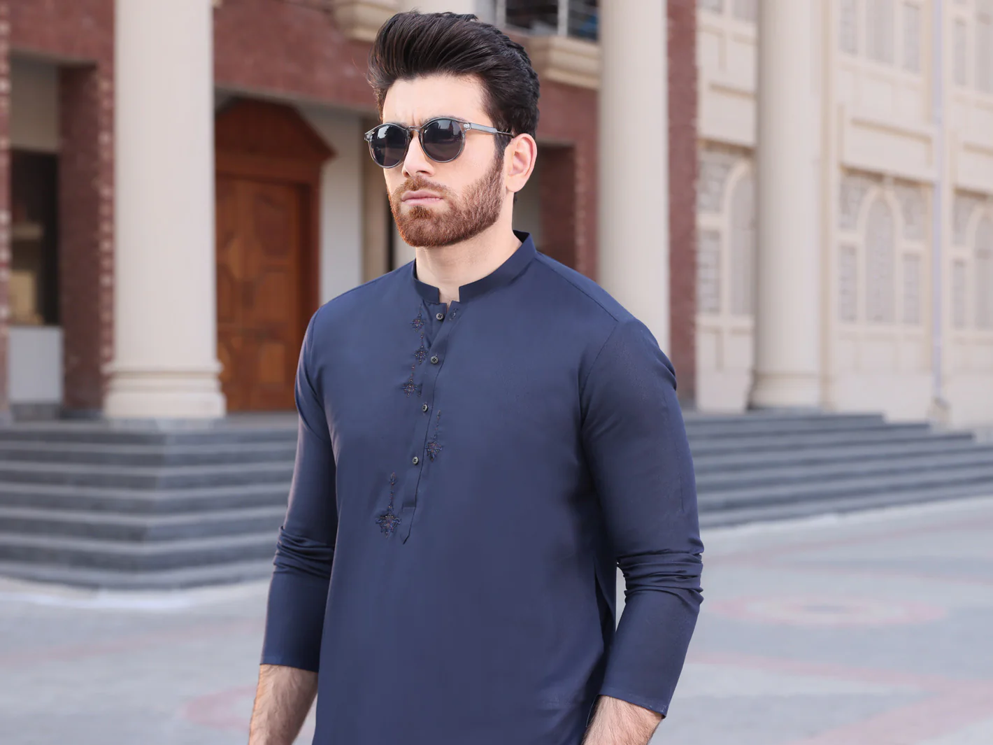 Navy Blue Blended Kurta - AL-K-917 - Image 3