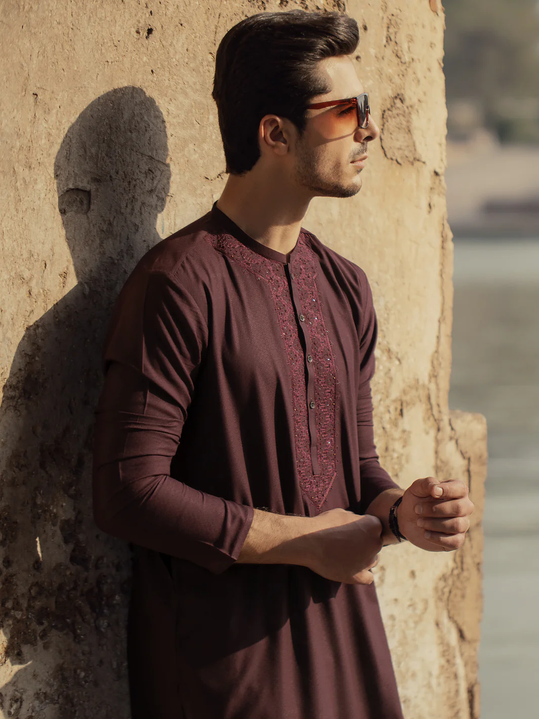 Maroon Blended Kurta - AL-K-920 - Image 3
