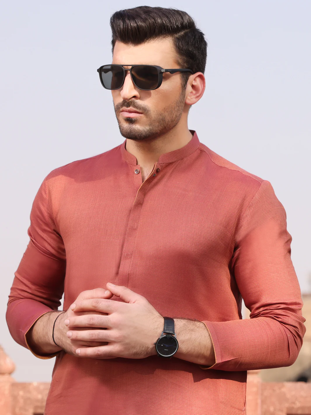 Orange Cotton Kurta - AL-K-925 - Image 2
