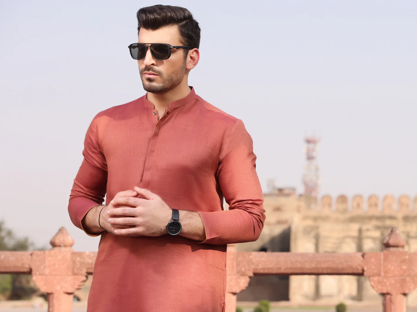 Orange Cotton Kurta - AL-K-925 - Image 3