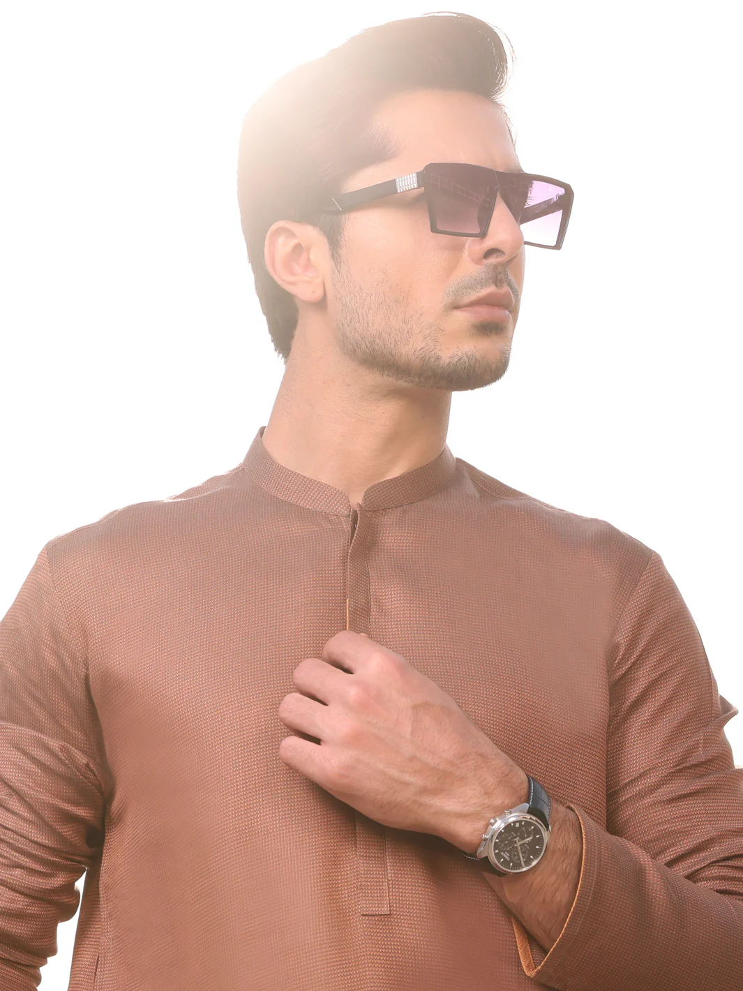 Brown Cotton Kurta - AL-K-926 - Image 3