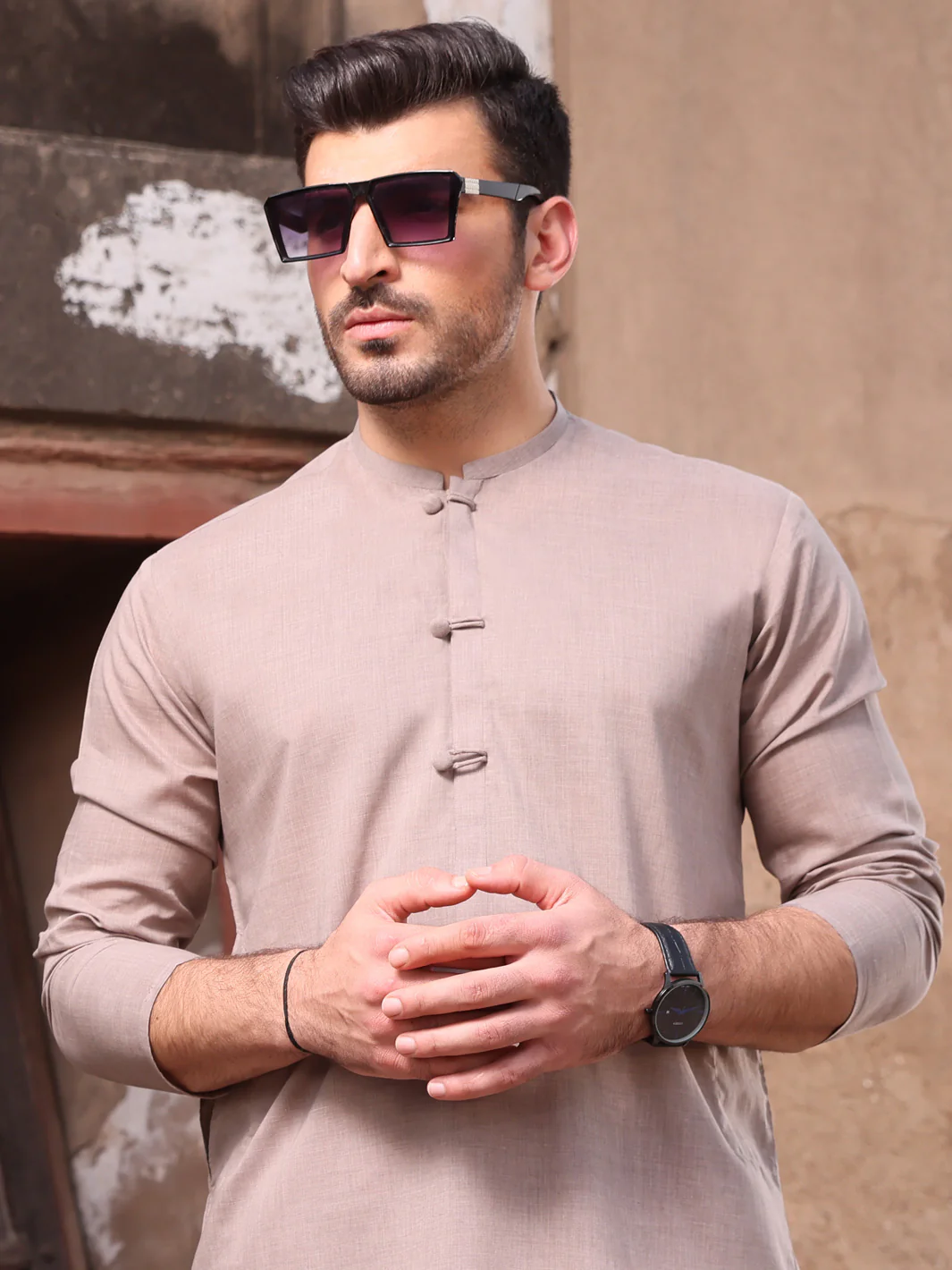 Light Brown Blended Kurta - AL-K-928 - Image 2