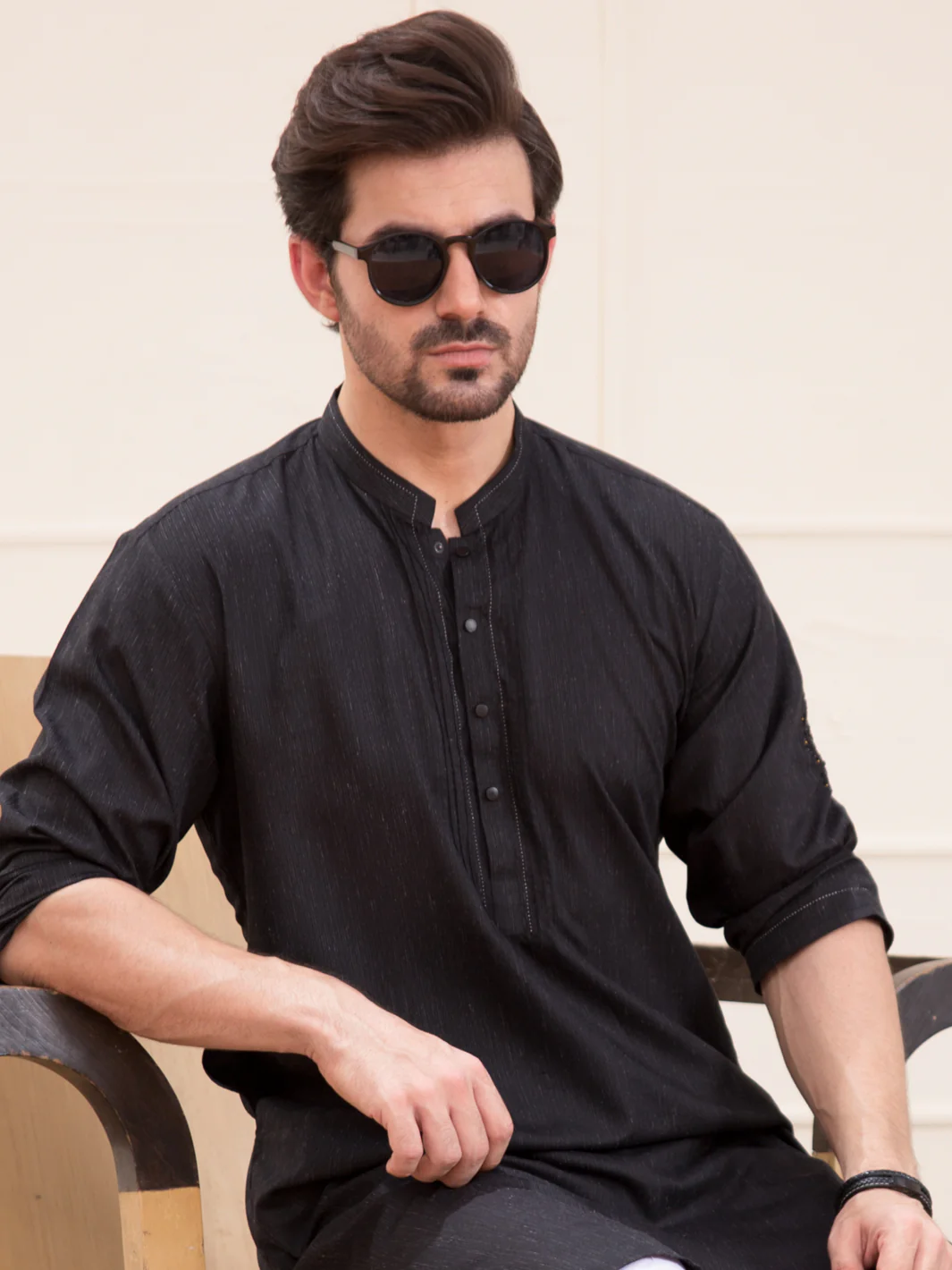 Black Blended Kurta - AL-K-934 - Image 2