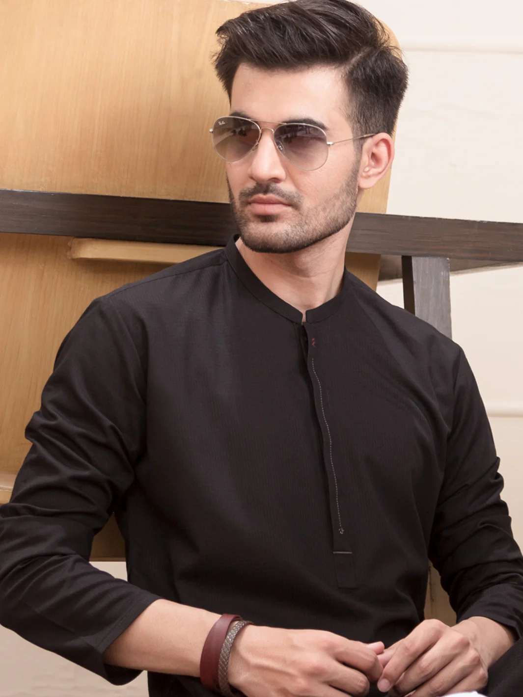 Black Blended Kurta - AL-K-937 - Image 2