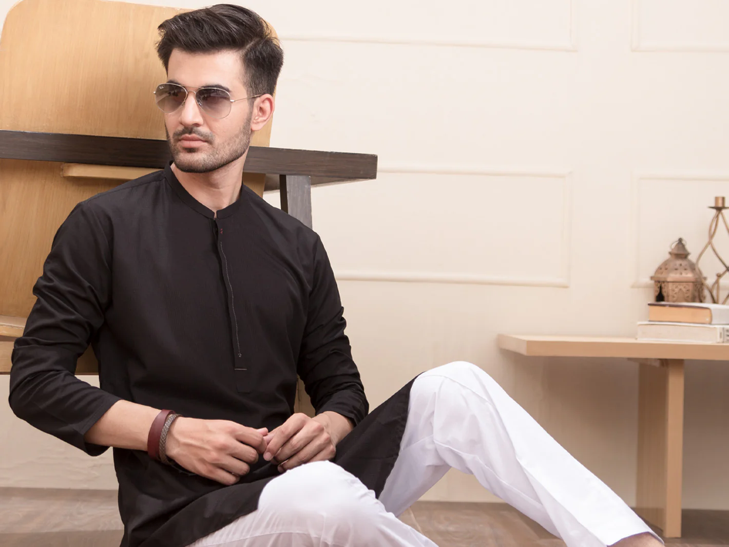 Black Blended Kurta - AL-K-937 - Image 3
