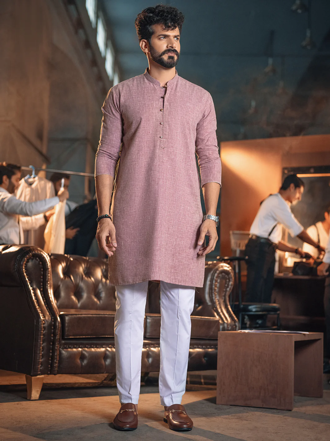 Pink Textured Kurta - AL-K-943 - Image 3