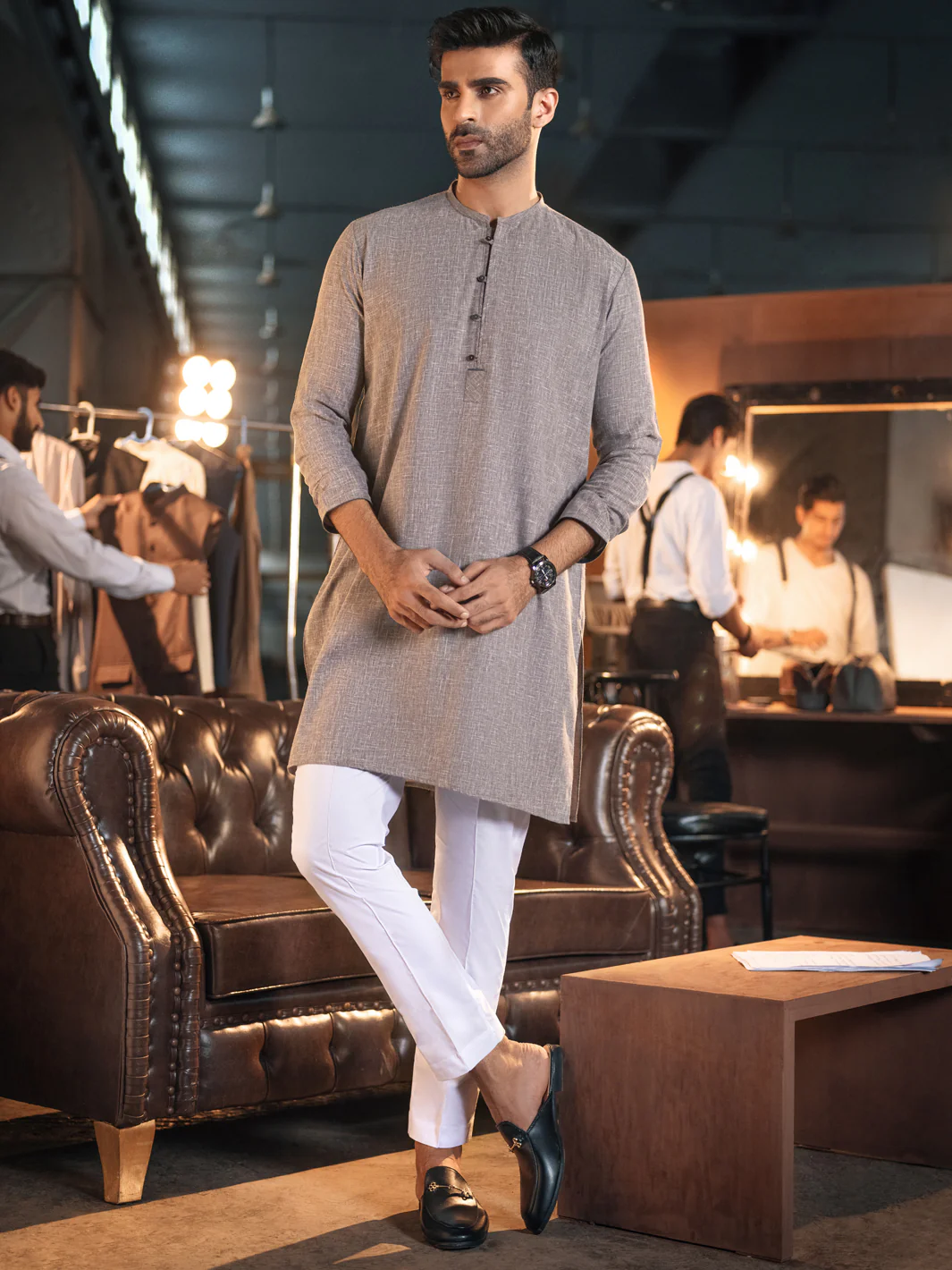 Grey Textured Kurta - AL-K-944