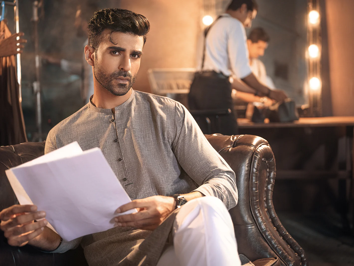 Grey Textured Kurta - AL-K-944 - Image 4