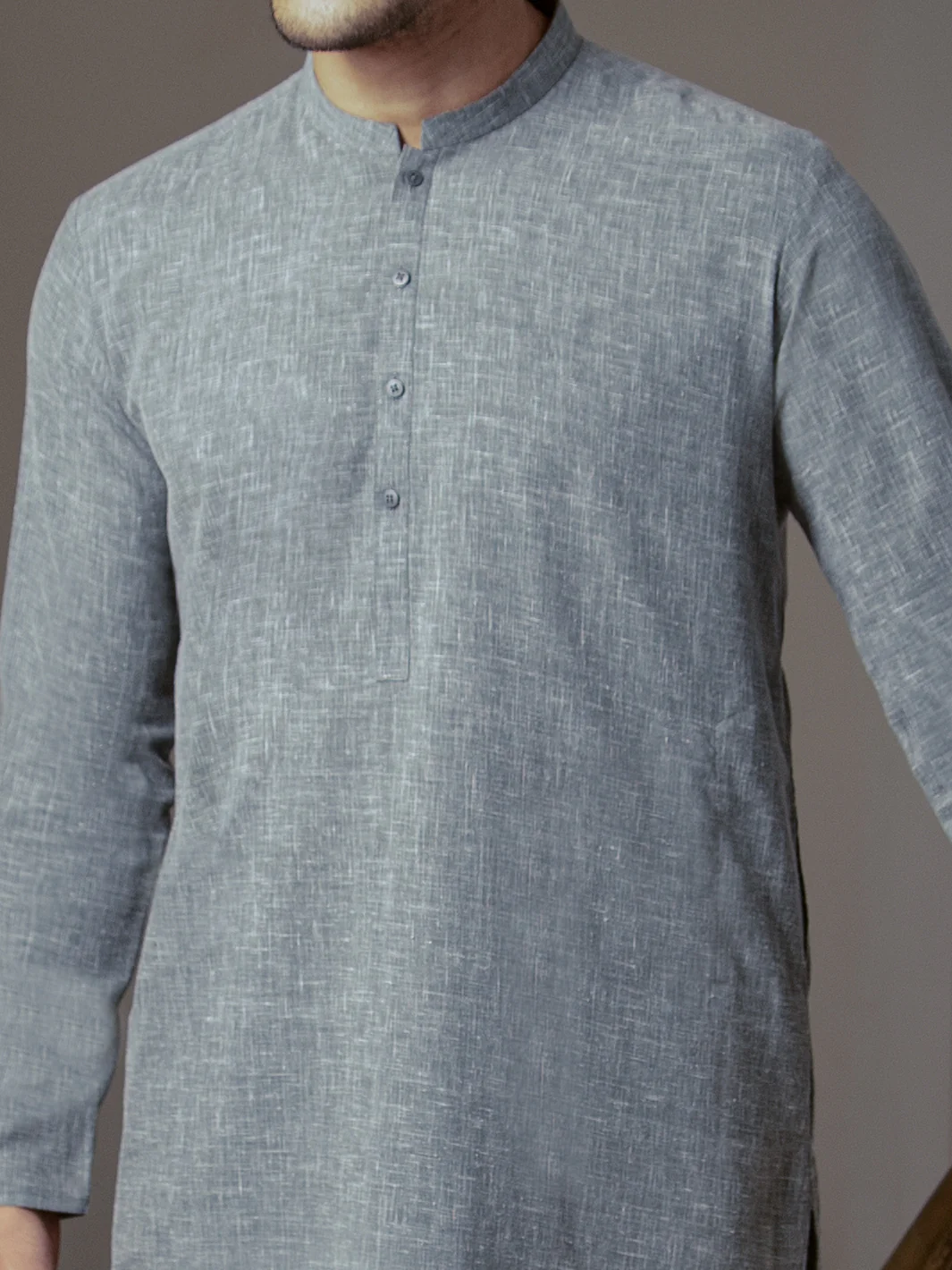 Grey Textured Kurta - AL-K-953 - Image 3