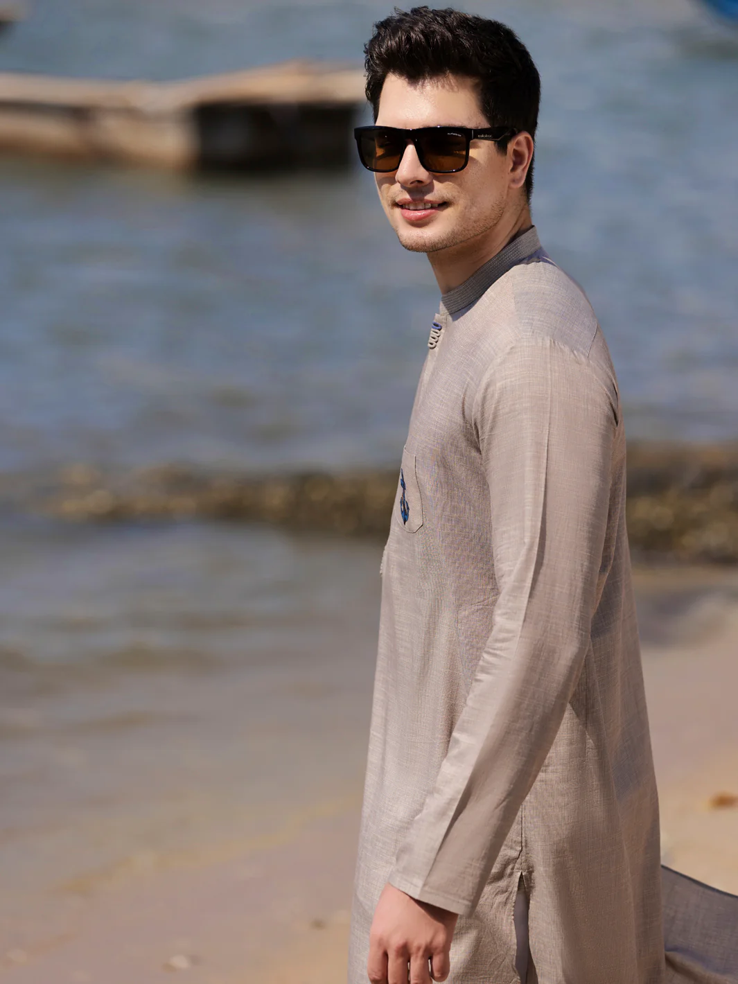 Light Grey Cotton Kurta - AL-K-962 - Image 2