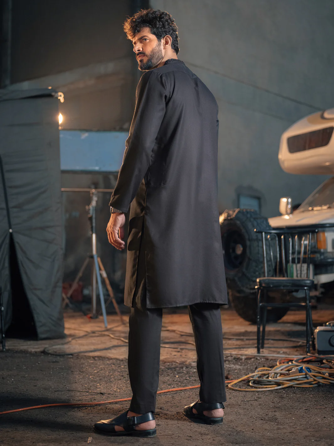 Black Blended Kurta - AL-K-976 - Image 2
