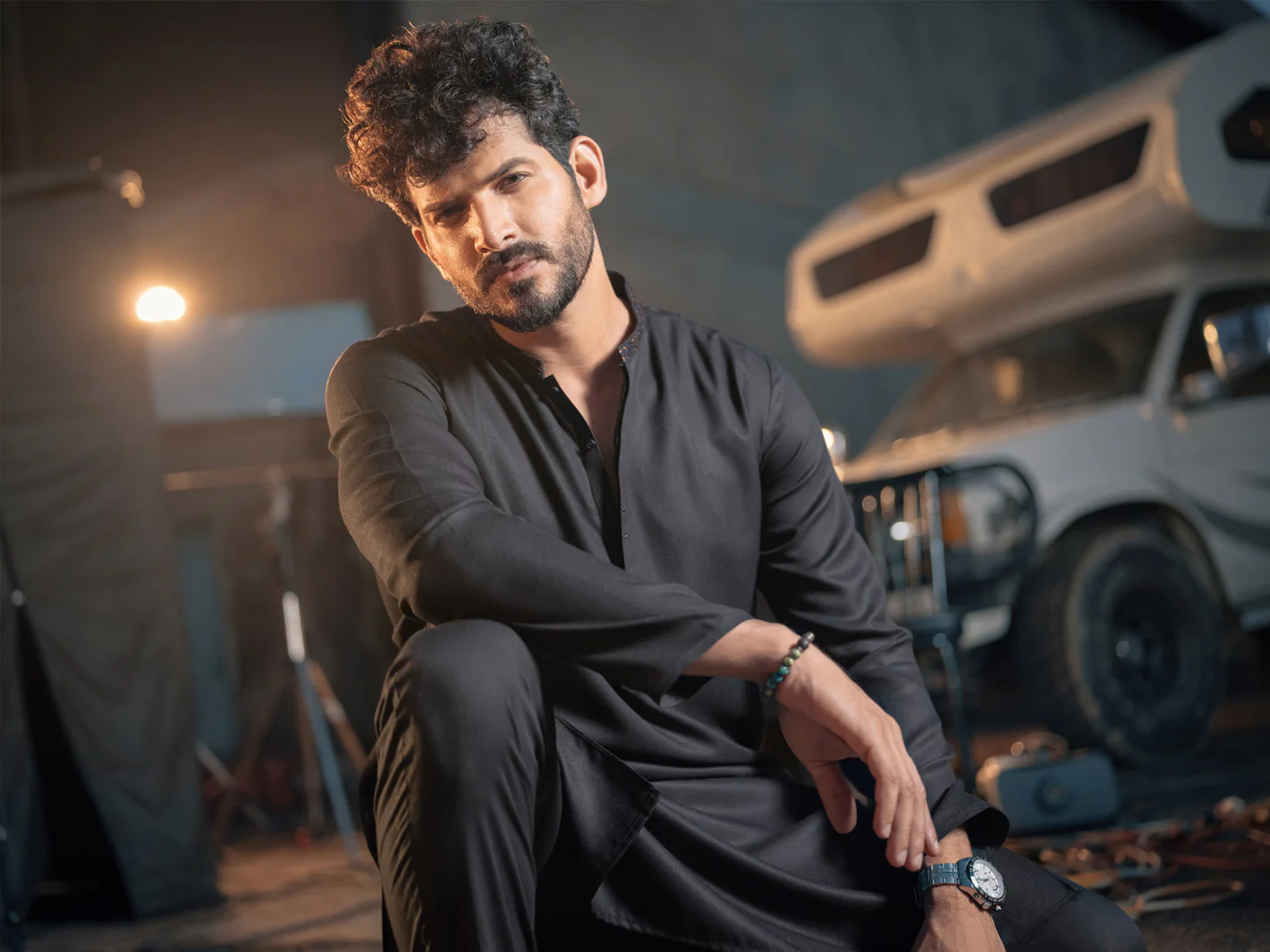 Black Blended Kurta - AL-K-976 - Image 3