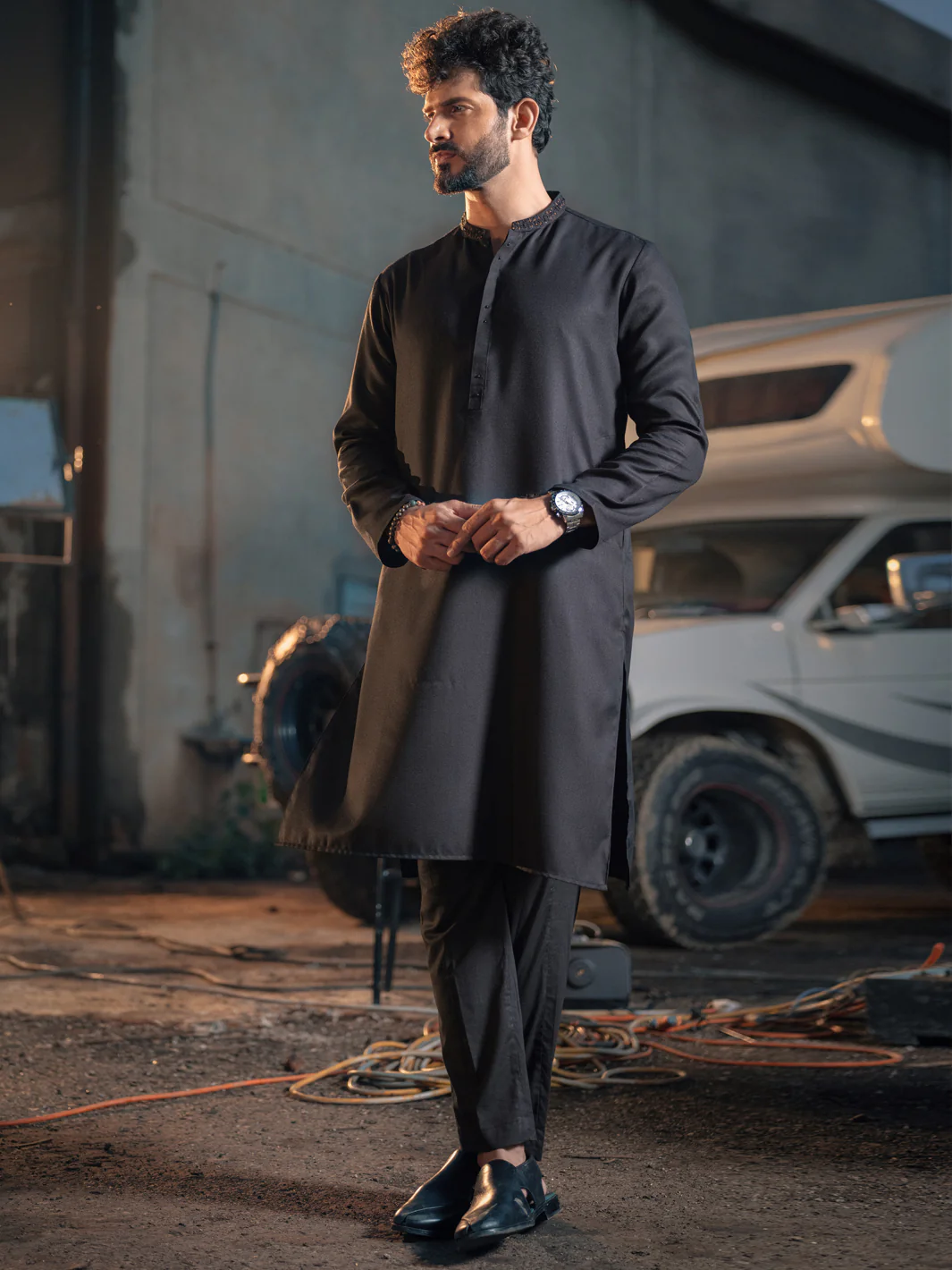 Black Blended Kurta - AL-K-976 - Image 5