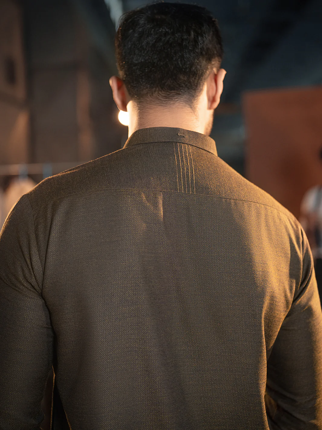 Olive Textured Kurta - AL-K-978 - Image 5