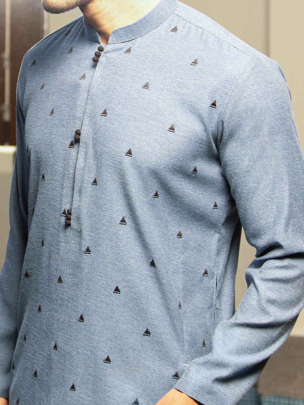 Blue Blended Kurta - AL-K-983 - Image 2