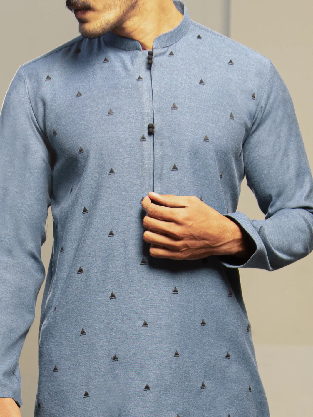Blue Blended Kurta - AL-K-983 - Image 3
