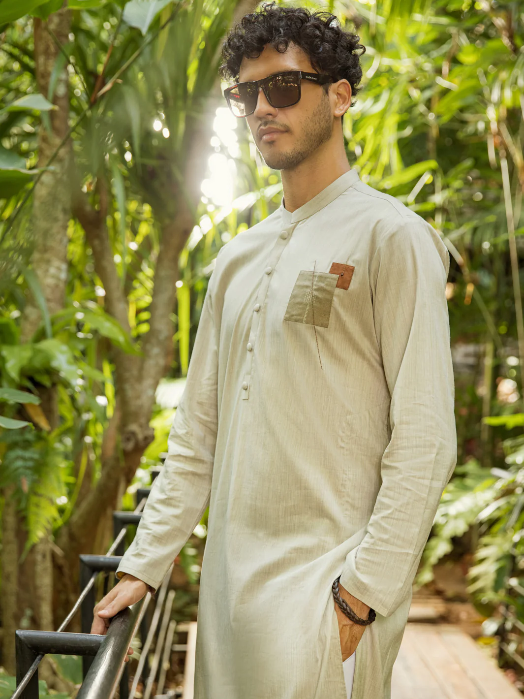 Light Grey Blended Kurta - AL-K-993 - Image 3