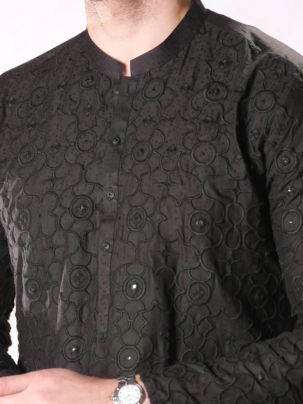 Black Blended Formal Kurta - AL-K-SP-029 - Image 3