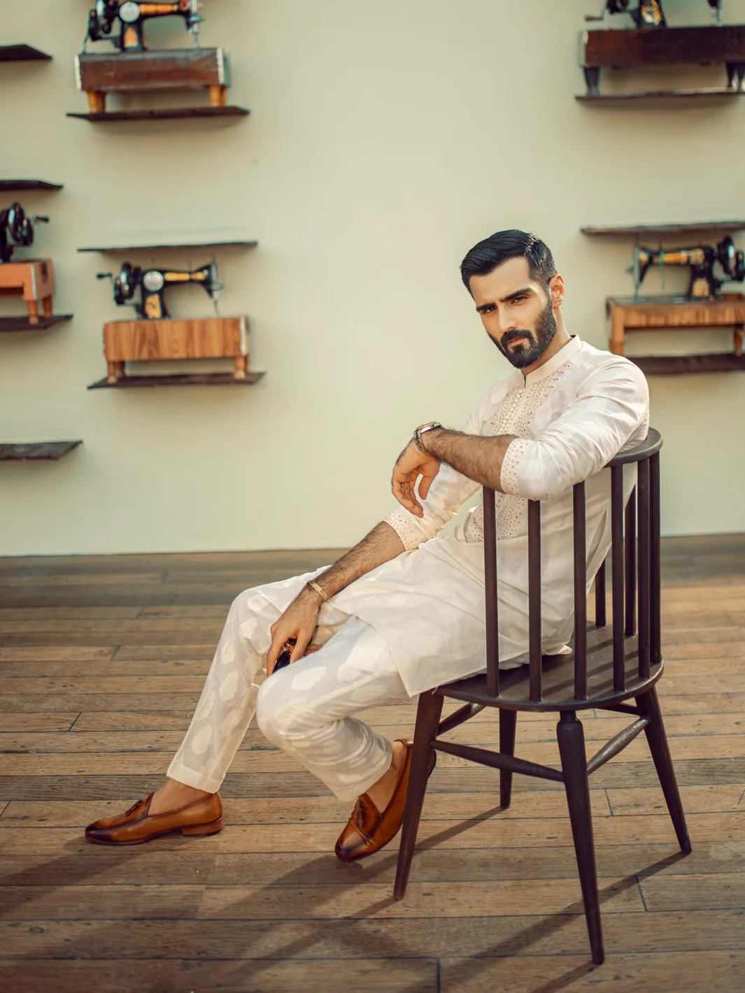 Cream Formal Kurta - AL-K-SP-032A - Image 4