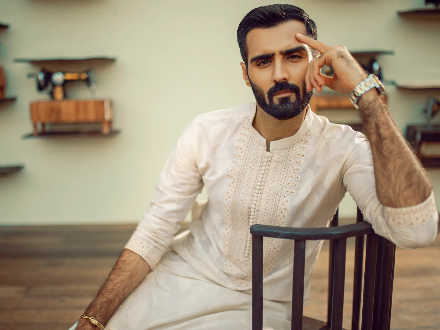 Cream Formal Kurta - AL-K-SP-032A - Image 5
