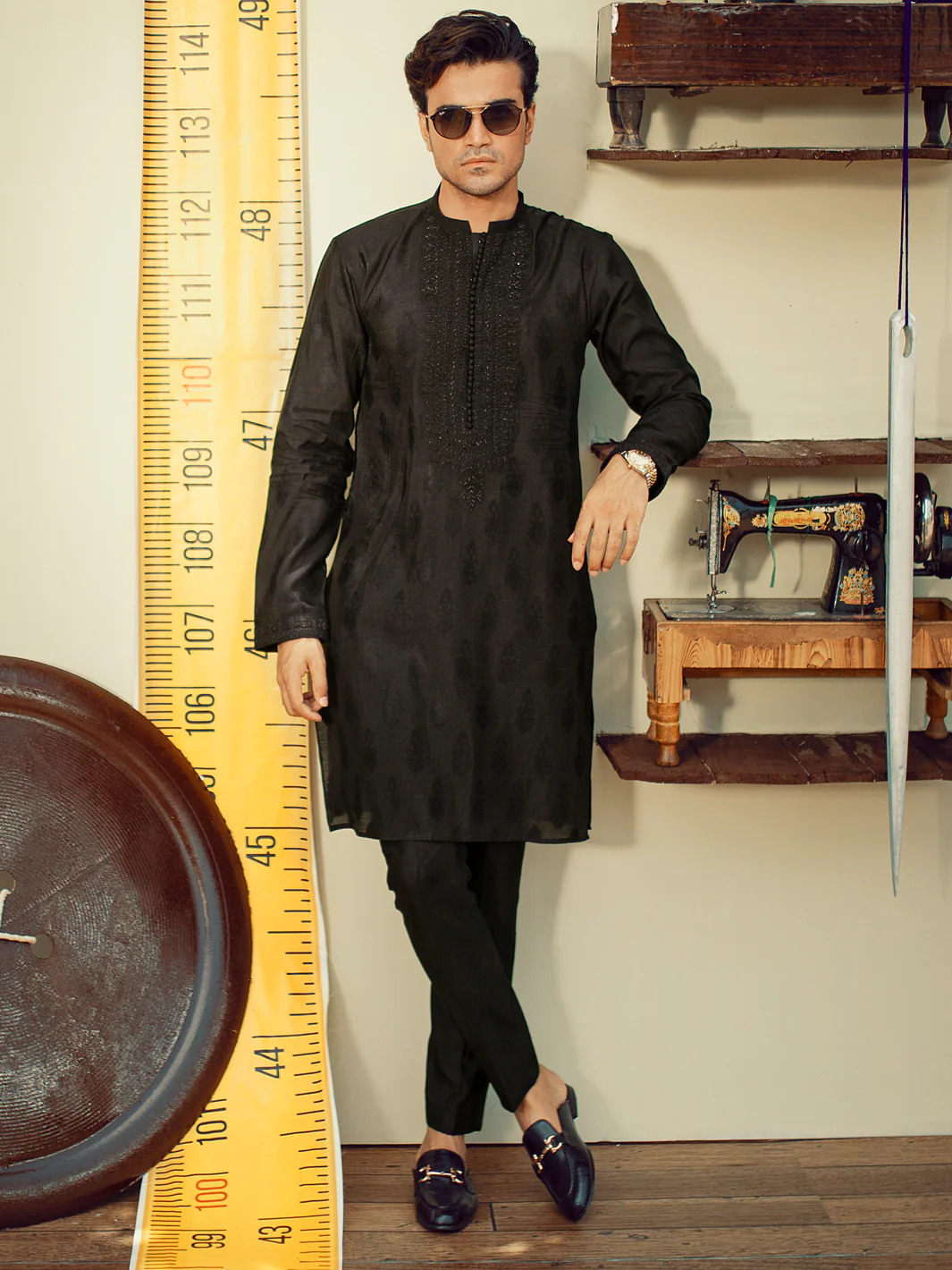 Black Formal Kurta - AL-K-SP-032B - Image 3