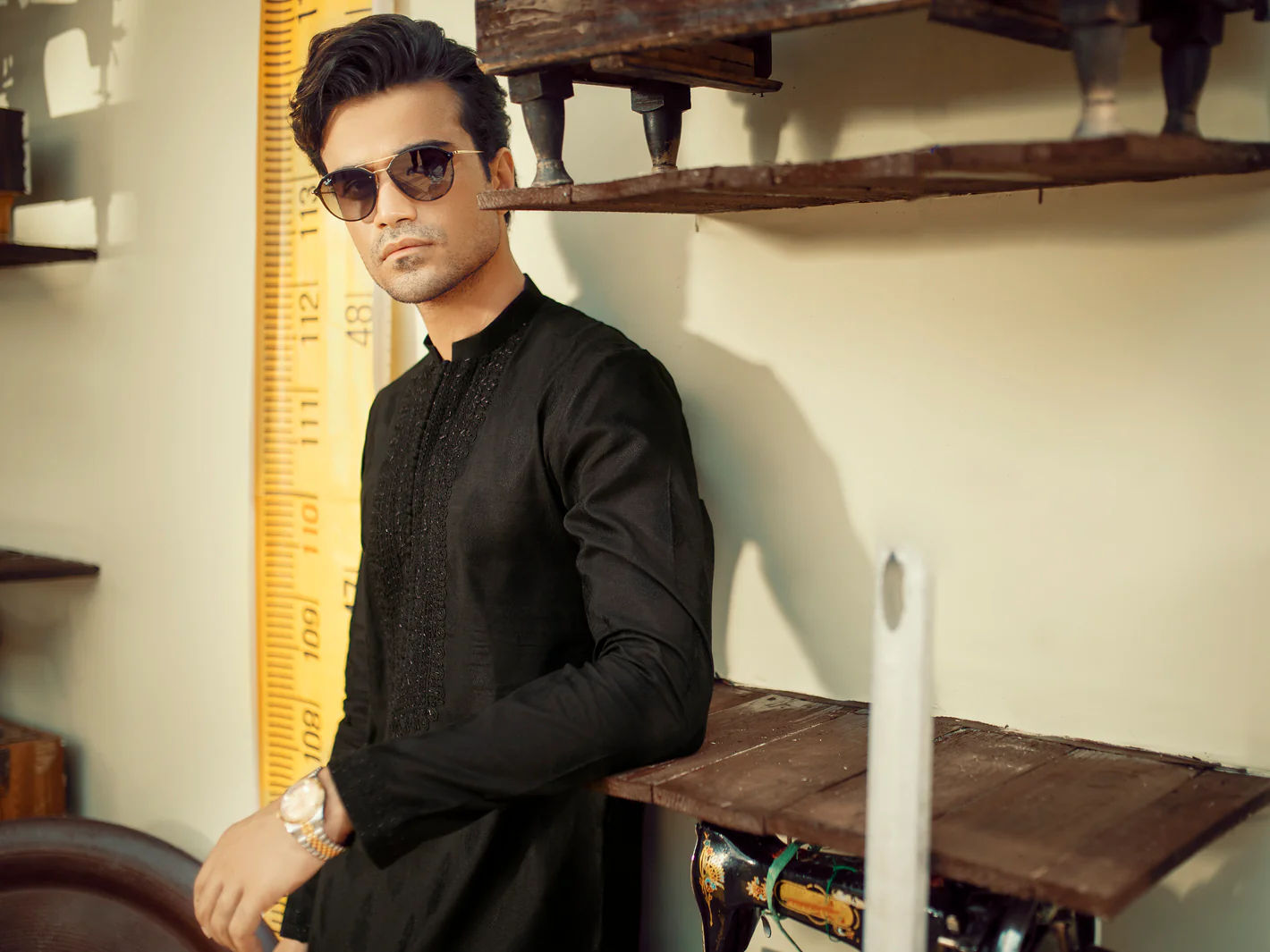 Black Formal Kurta - AL-K-SP-032B - Image 4