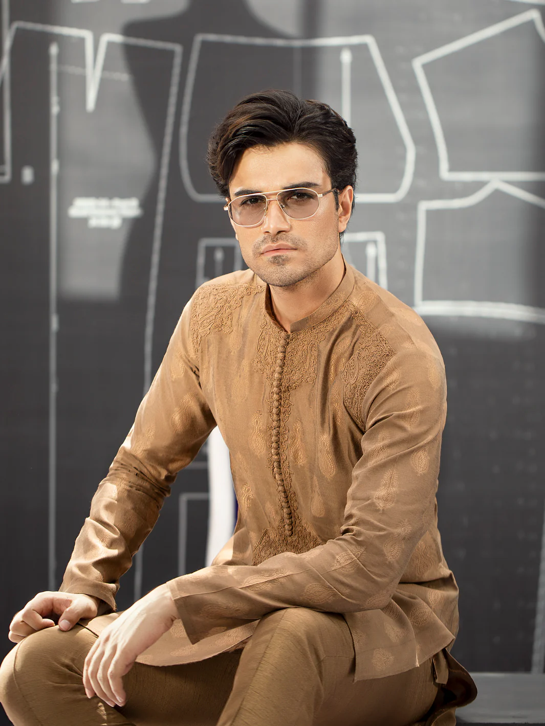 Brown Blended Formal Kurta - AL-K-SP-034 - Image 3