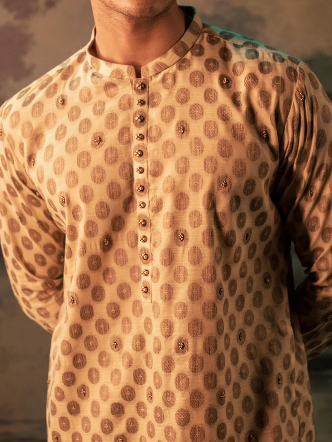 Fawn Blended Formal Kurta - AL-K-SP-035 - Image 3
