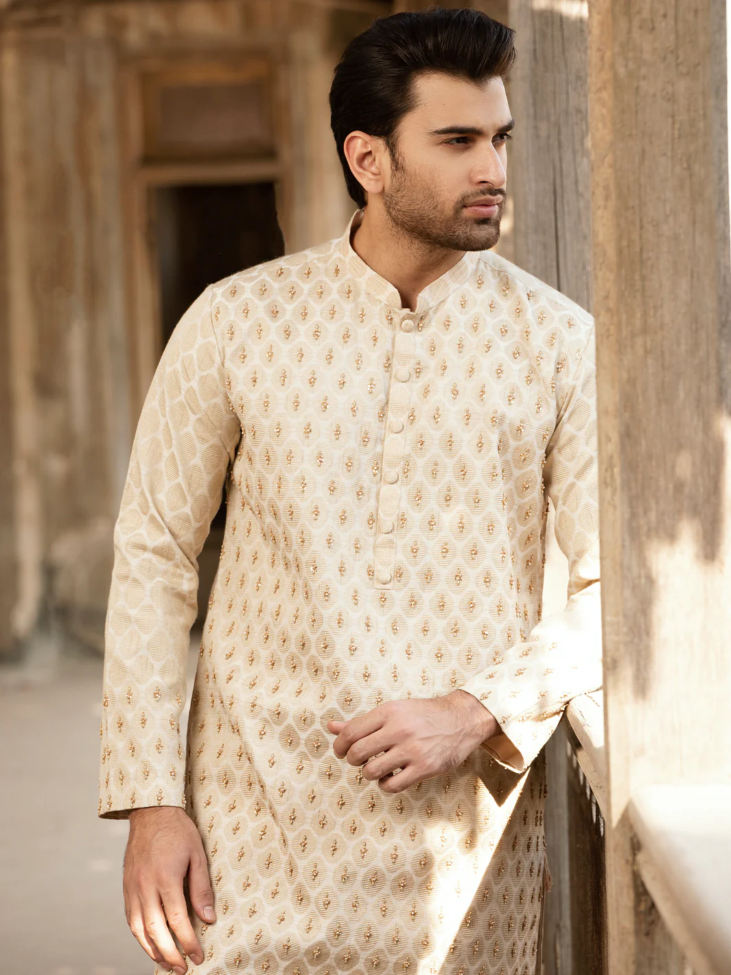 Beige Formal Kurta - AL-K-SP-037 - Image 4