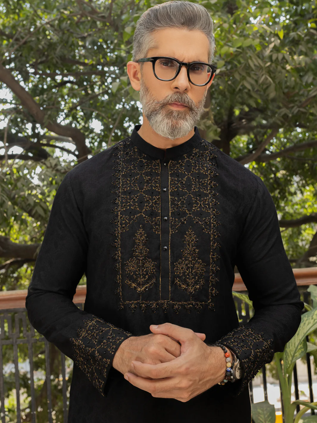 Black Blended Formal Kurta - AL-K-SP-046 - Image 2