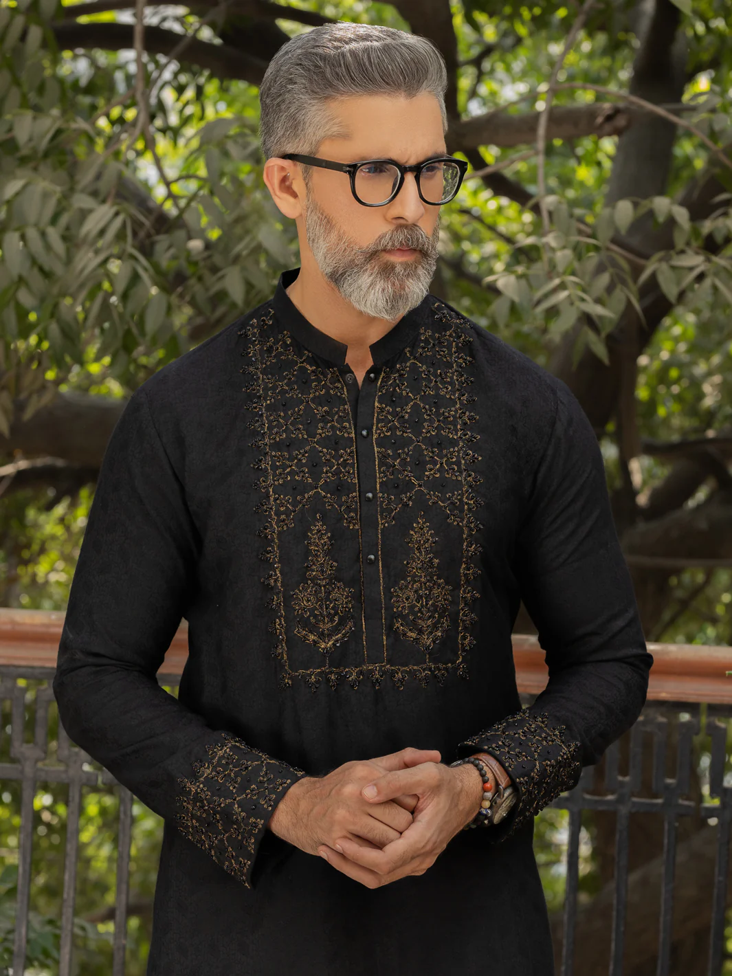 Black Blended Formal Kurta - AL-K-SP-046 - Image 4