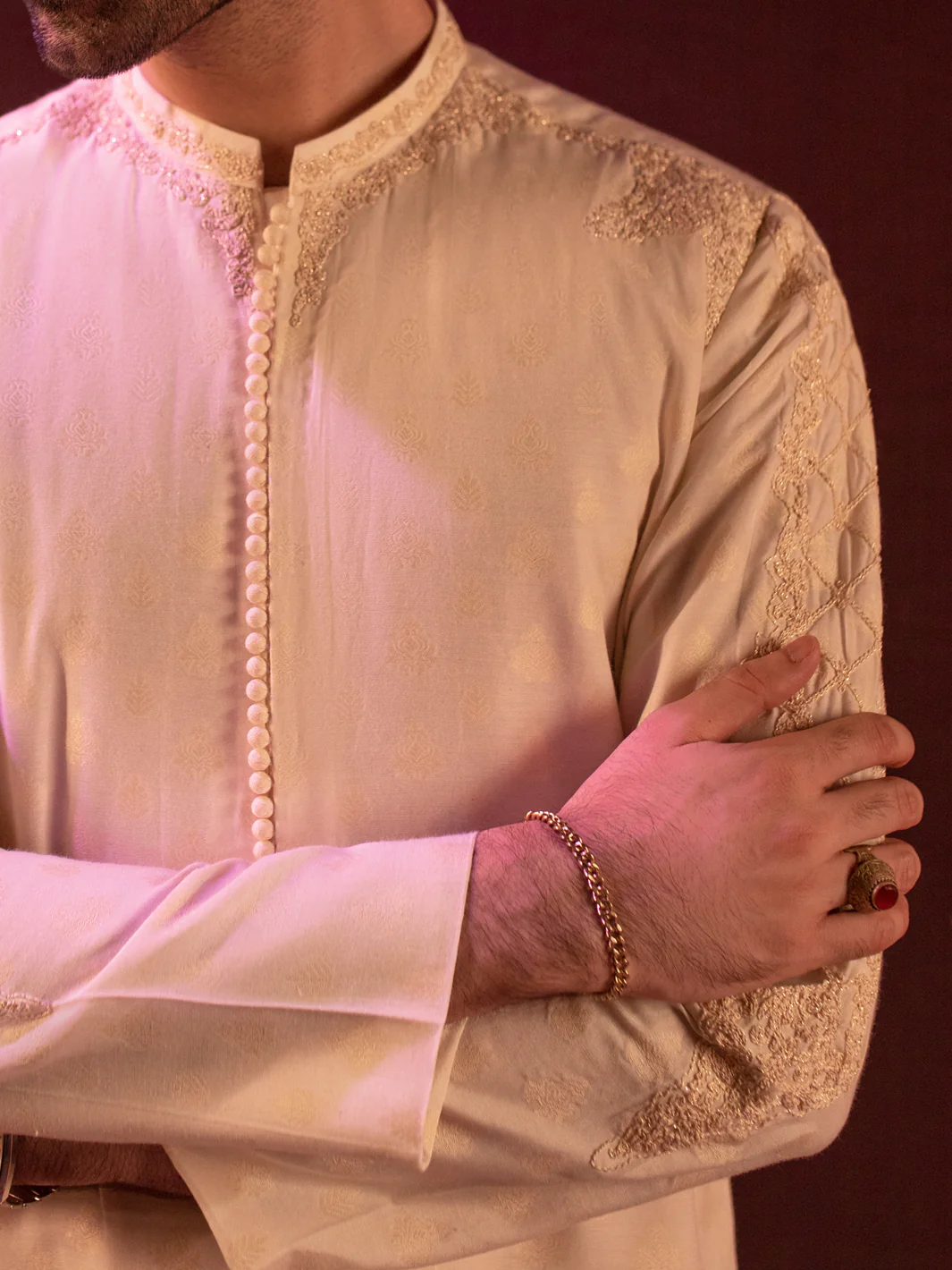 Off White Blended Special Kurta - AL-K-SP-057 - Image 2