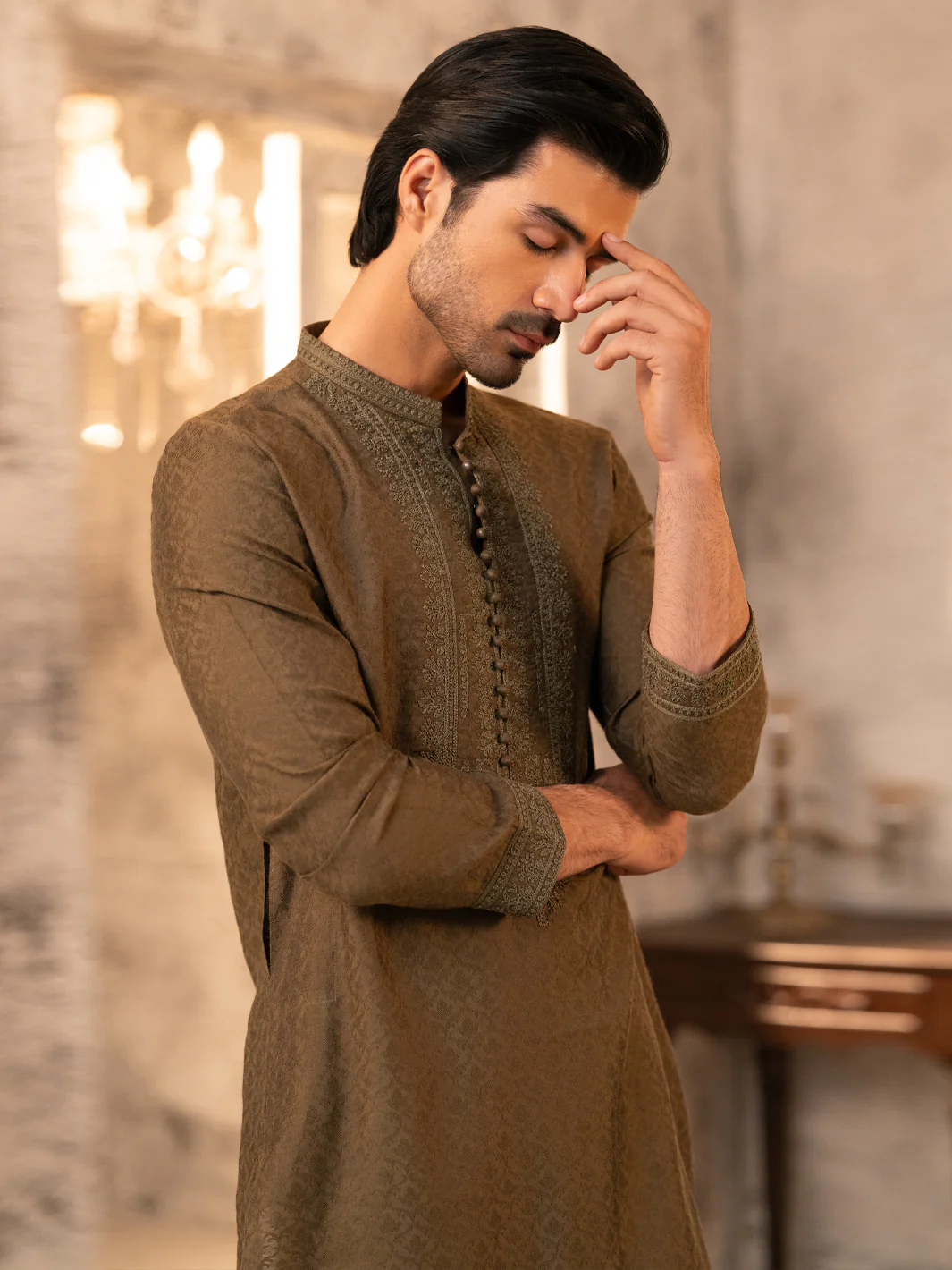 Green Formal Embroidered Kurta - AL-K-SP-066 - Image 2