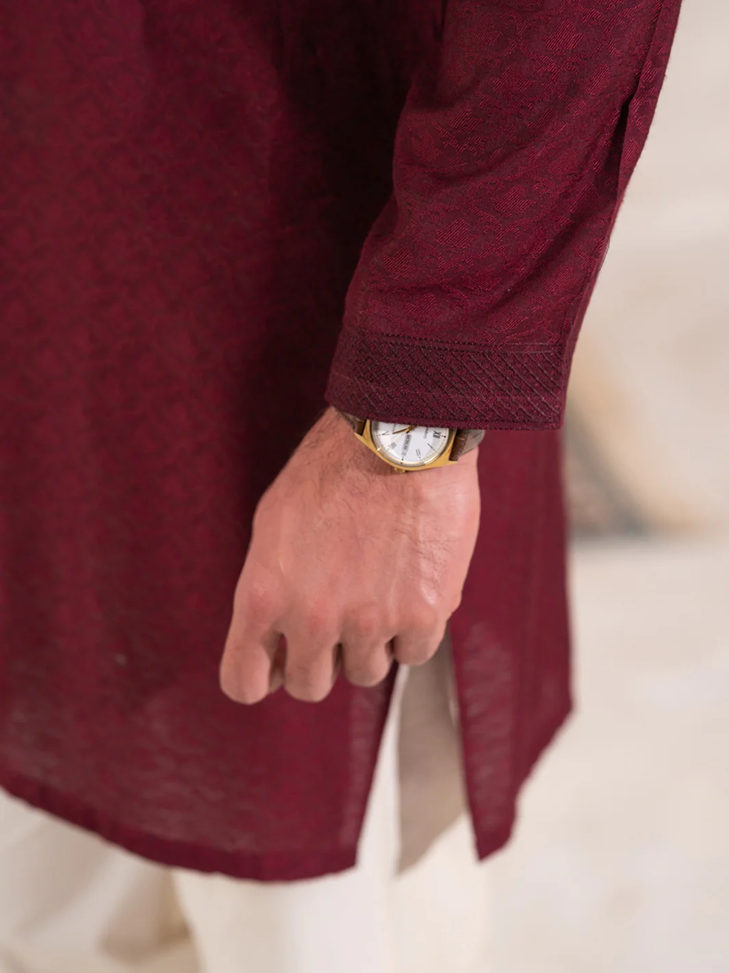 Maroon Formal Embroidered Kurta - AL-K-SP-068 - Image 5