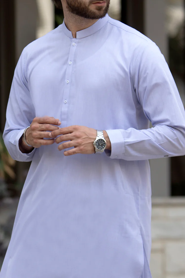 Blue Blended Kameez Shalwar - AL-KS-2240 - Image 2