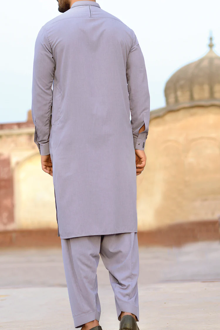 Grey Blended Kameez Shalwar - AL-KS-2267 - Image 3