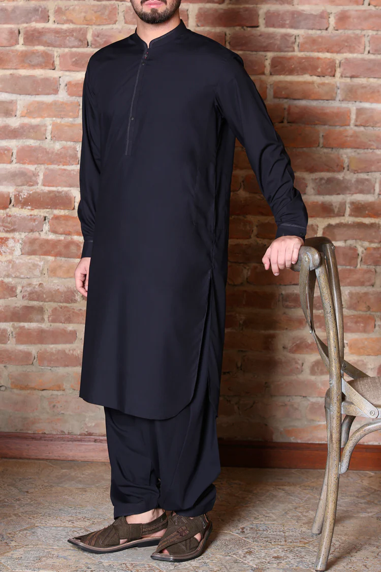 Mid Night Blue Kameez Shalwar - AL-KS-2287 - Image 4