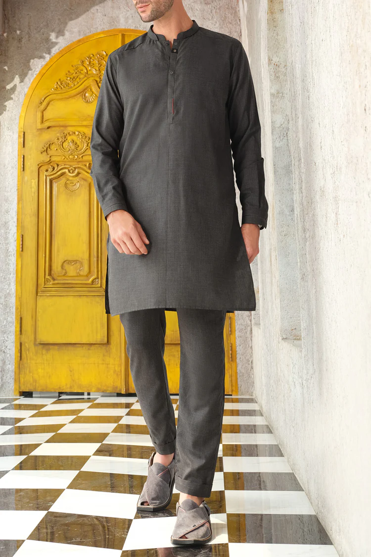 Dark Green Blended Kurta Pajama - AL-KS-2471