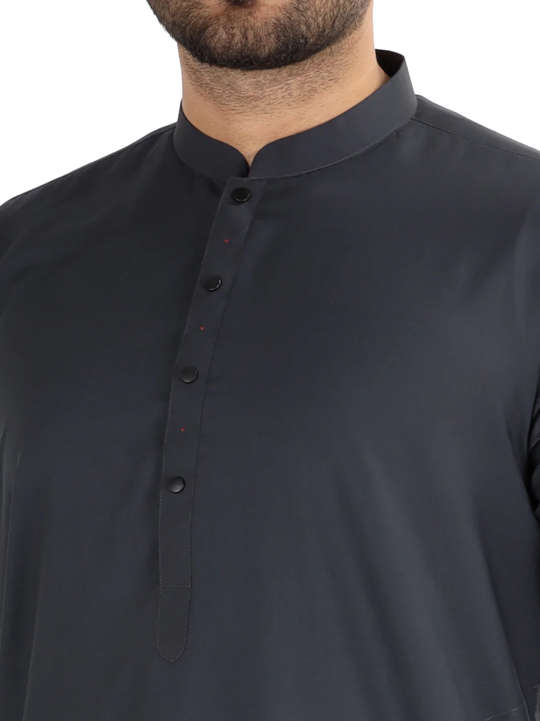 Charcoal Grey Blended Kameez Shalwar - AL-KS-2478 - Image 2